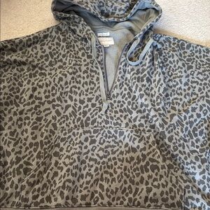 Gray/green Leopard Print Hoodie